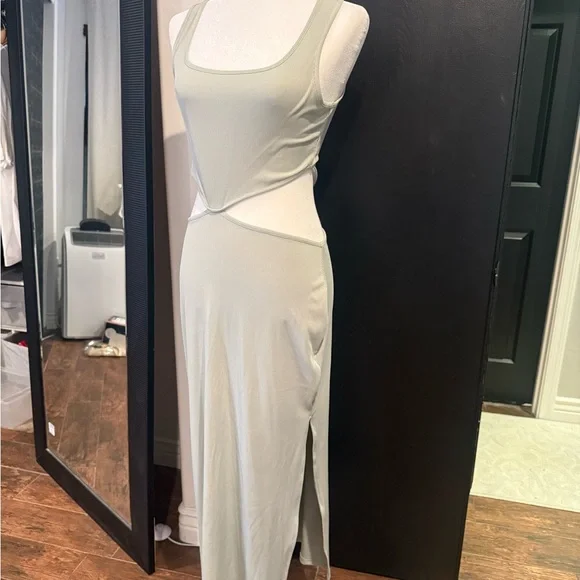 Sleek Cutout Tank Maxi Dress in Light Sage - Picture 1 of 3